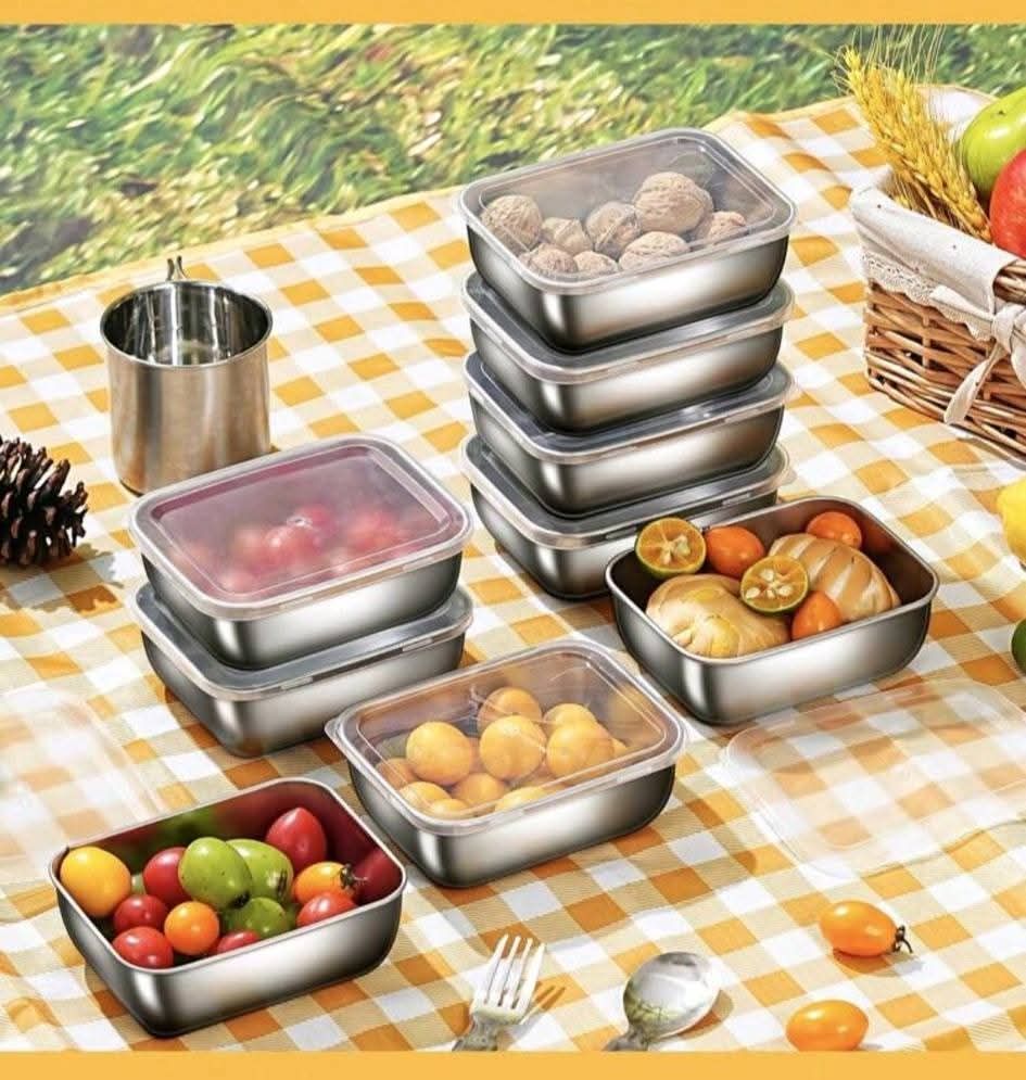 12 Piece Stainless Steel Food Storage Containers_0