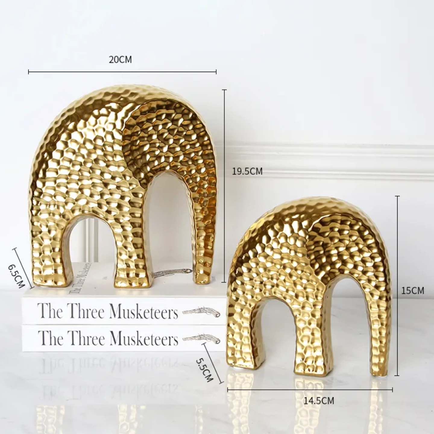 Pajangan Patung Gajah Dekorasi Fengshui Rumah Kantor Mewah Premium Keramik Dilapisi Warna Emas Polkadot Hadiah_1