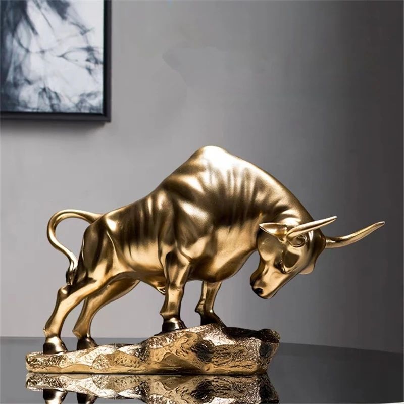 Pajangan Patung Banteng Wall Street Amerika In Stock Lambang Kesuksesan Mewah Dekorasi Rumah Kantor dan Hadiah_3