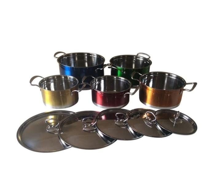 10 Piece High Quality Stainless Steel Color Cookware Set_1