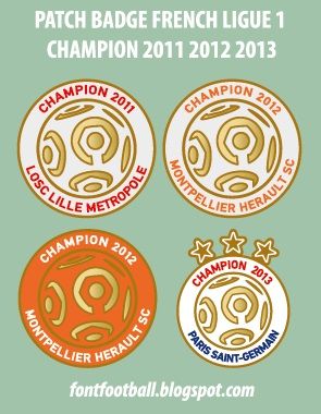 Patch Badge French Ligue 1 Champion 2011 2012 2013 Vector_0