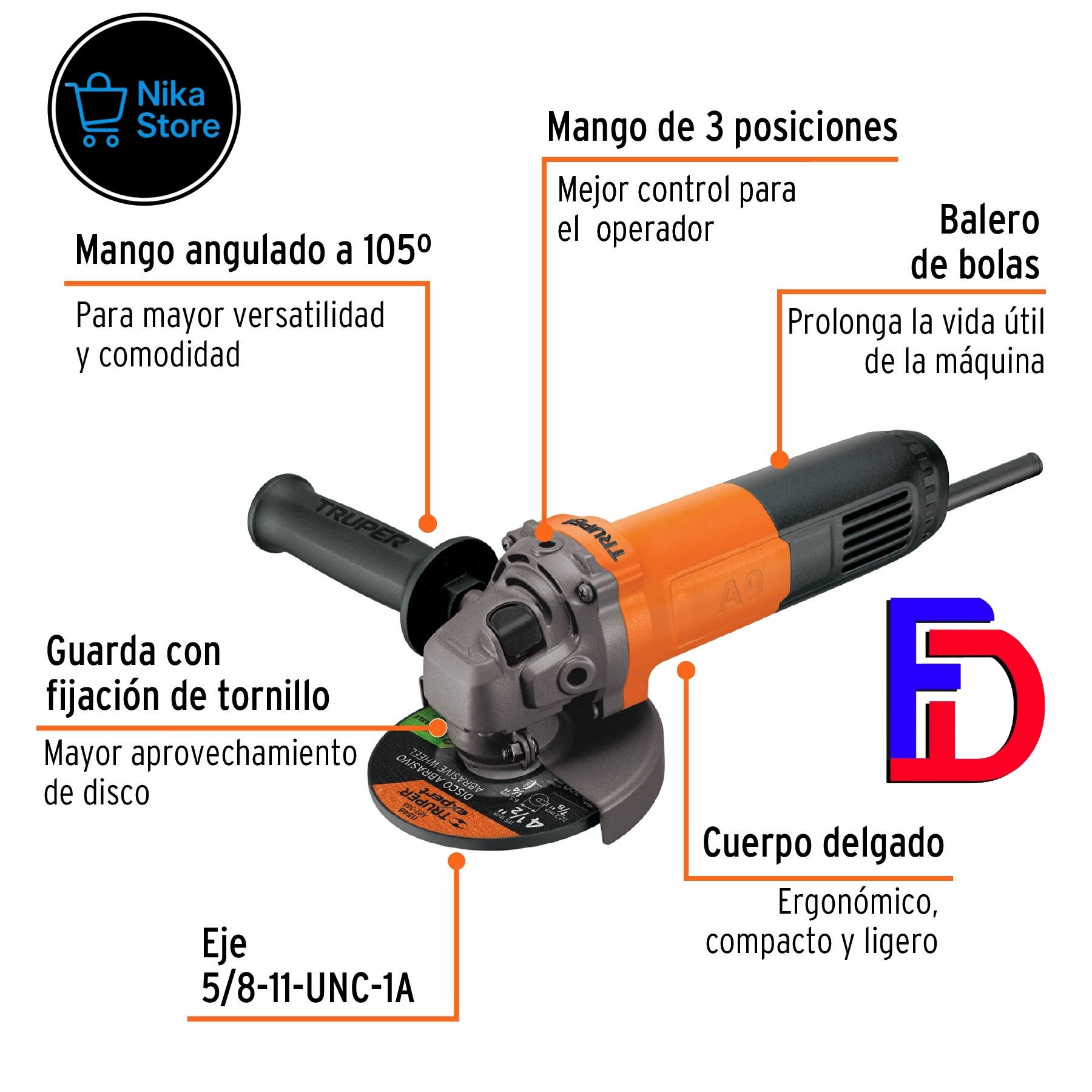 Esmeriladora angular 4-1/2", 800W, TRUPER PRO_2