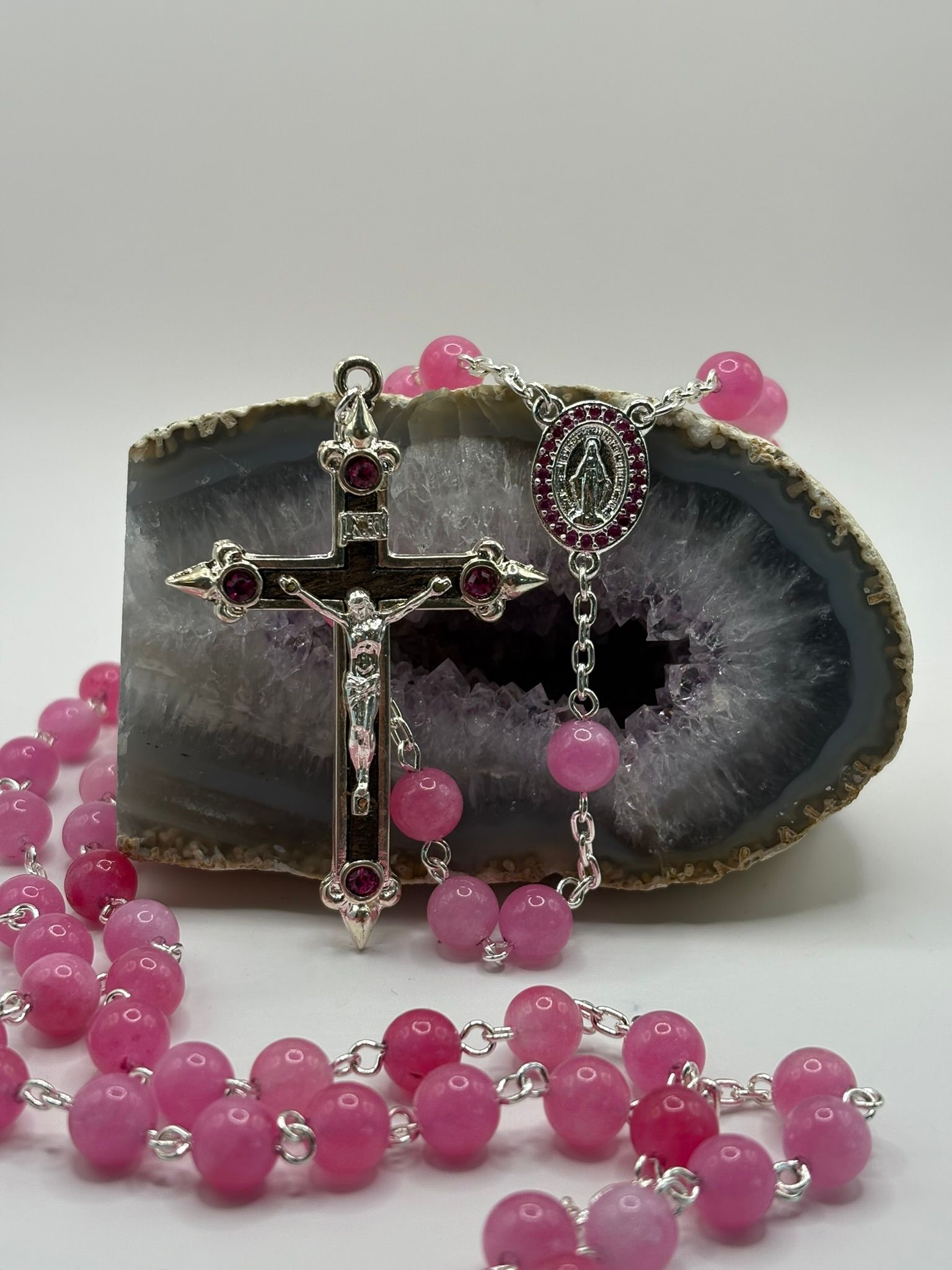 Rosario de Calcedonia Rosa de 8mm_0