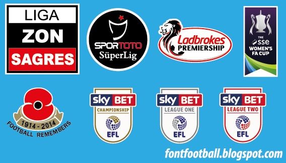 Patch Vector Liga Zon Sagres Sportoto Ladbrokes Premiership SSE Womens FA CUP English Football League EFL Championship League One League Two Poppy 1914 2014_0