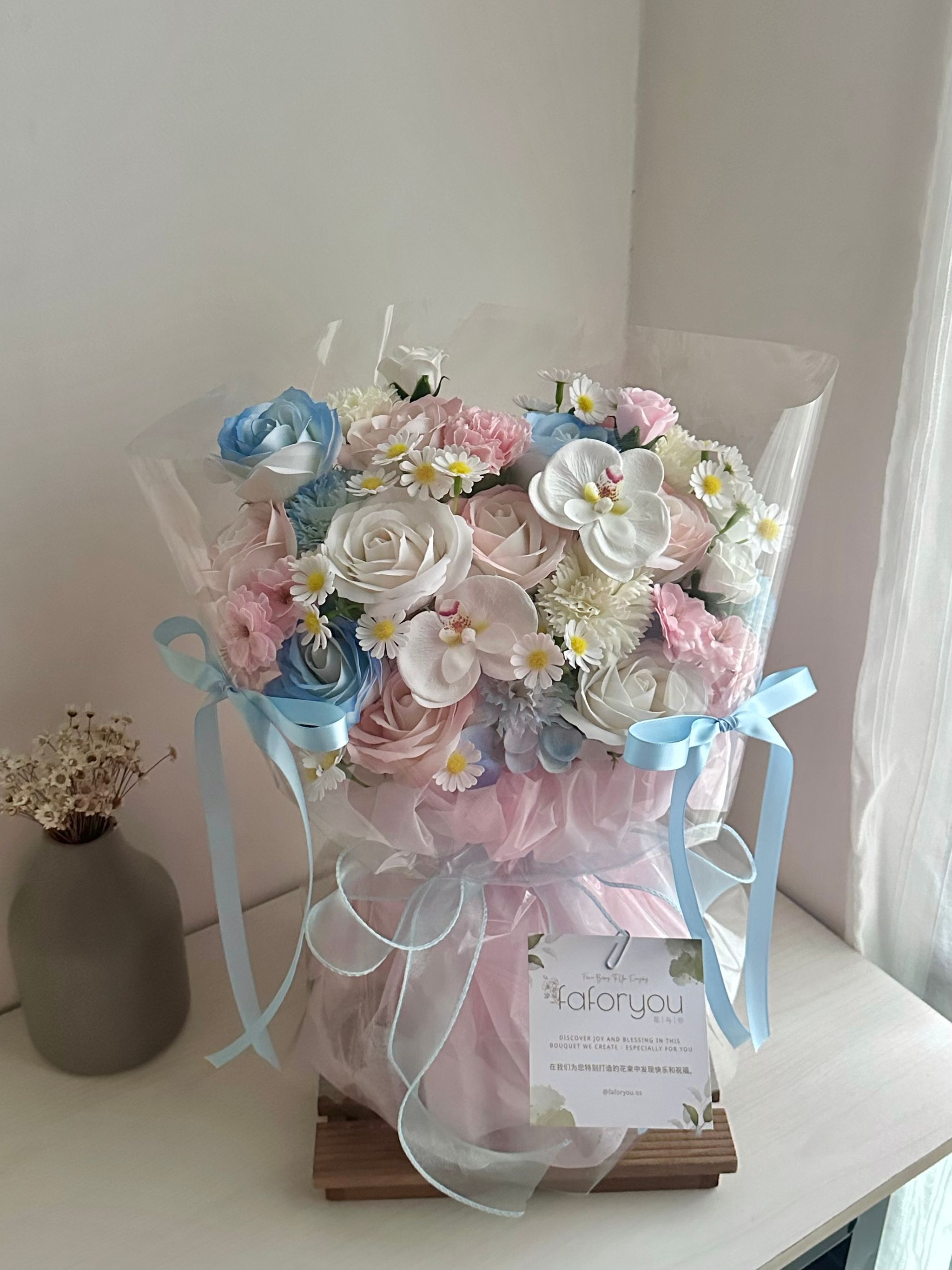 Soap Flower Mixed Transparent Bouquet  _0