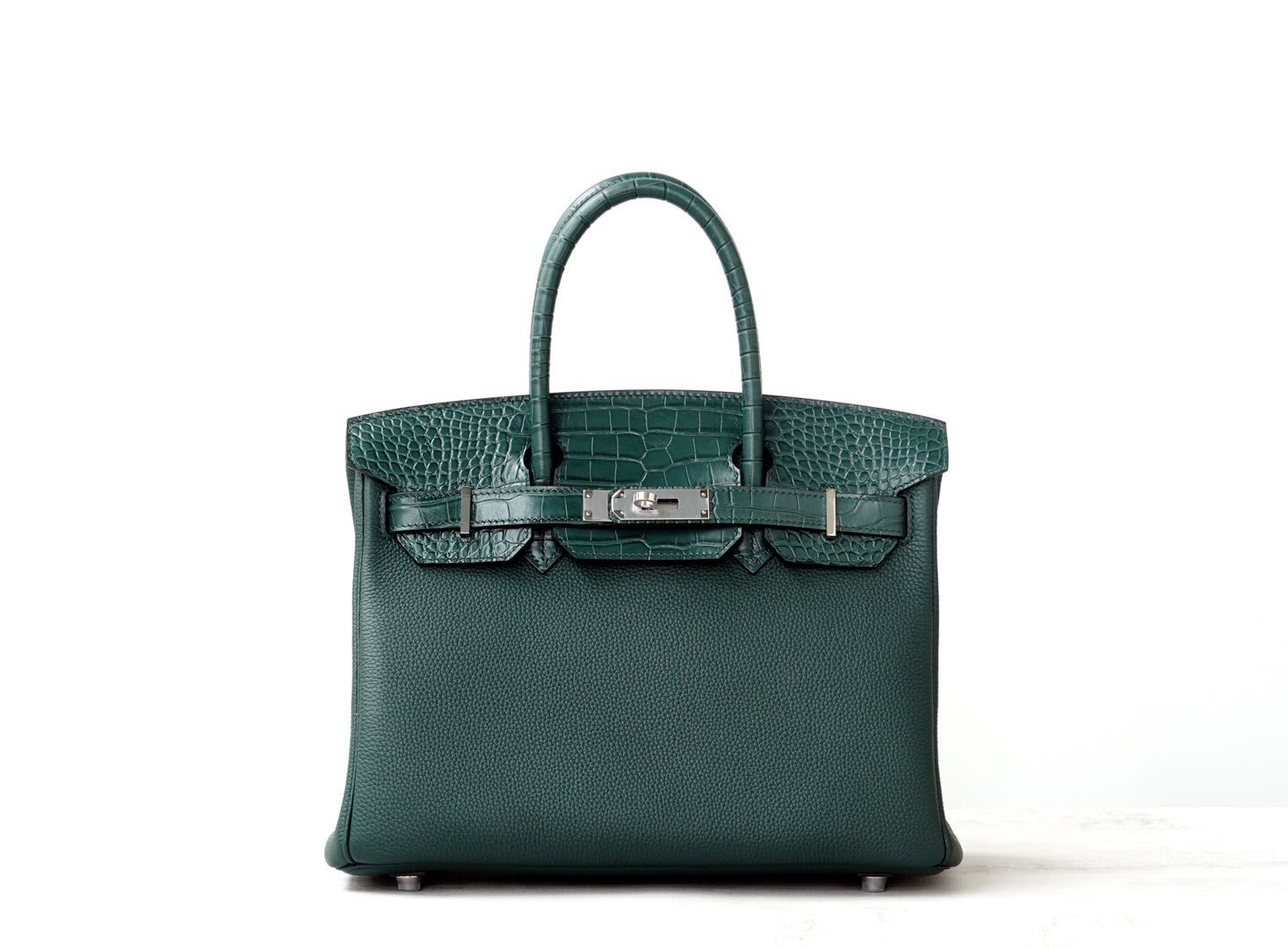 [PREORDER] B25 - Bottle Green / Croc Embossed [Togo Leather]_0