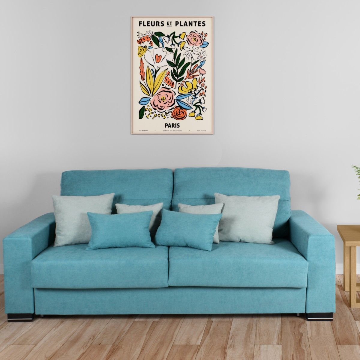 Convertible sofa bed 140×190 with metal base_1