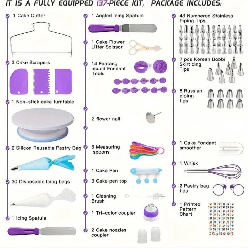 137 Piece Cake Decorating Kit with Turntable_3