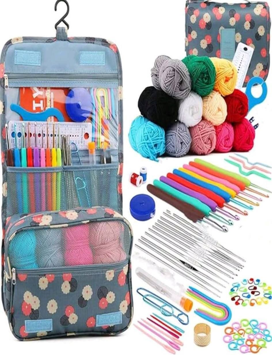 58 Piece / Crochet Starter Kit Portable Yarn Knitting Tools Sets_0