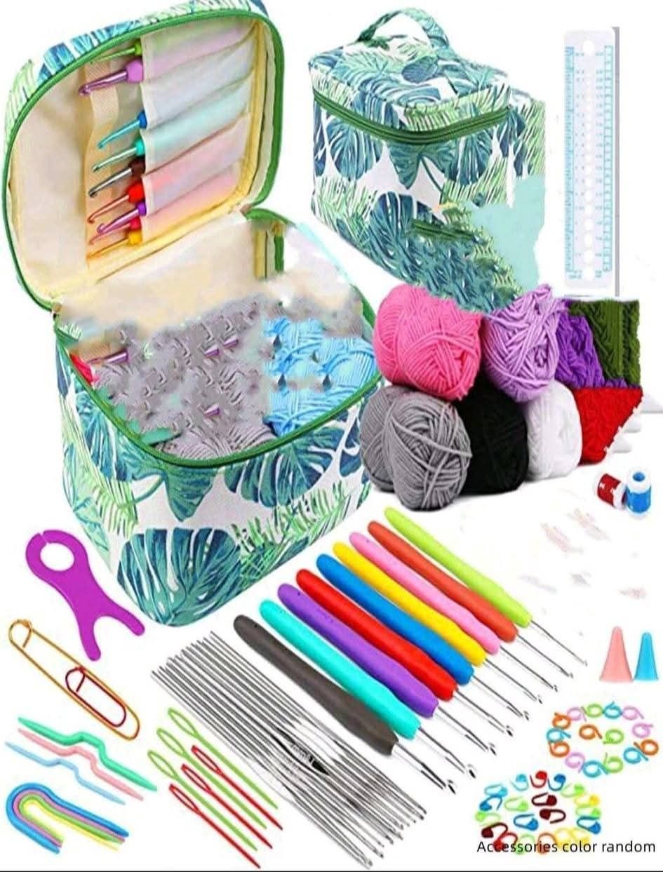 58 Piece / Crochet Starter Kit Portable Yarn Knitting Tools Sets_3