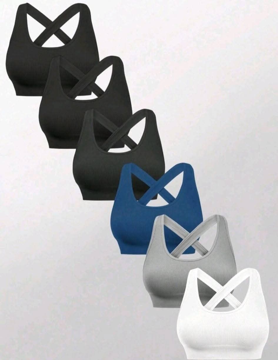 6 Piece Ladies Cross Back Seamless Sports Bra set_4