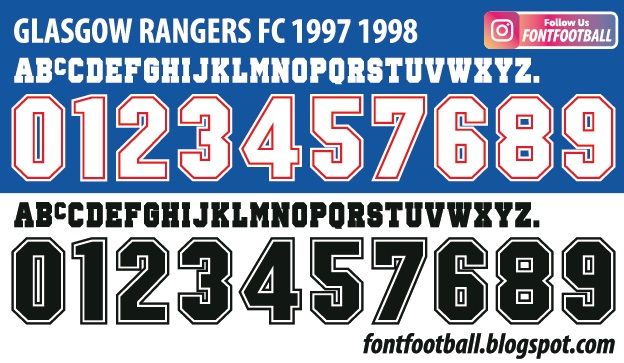 Font Vector Glasgow Rangers FC 1997 1998 Shirt_0