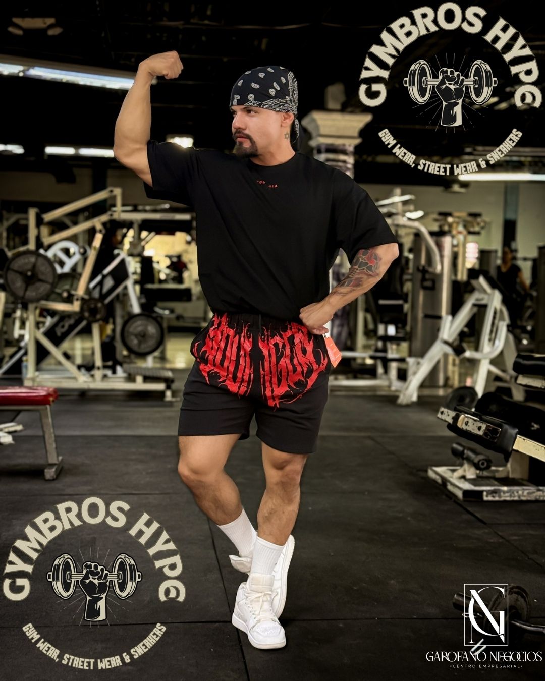 Short YoungLA 'DW' black-red man H7.25_1