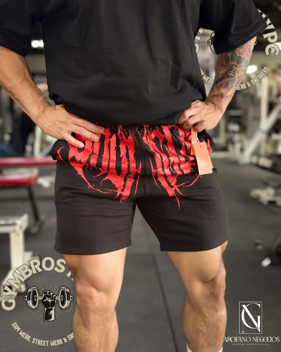 Short YoungLA 'DW' black-red man H7.25_0