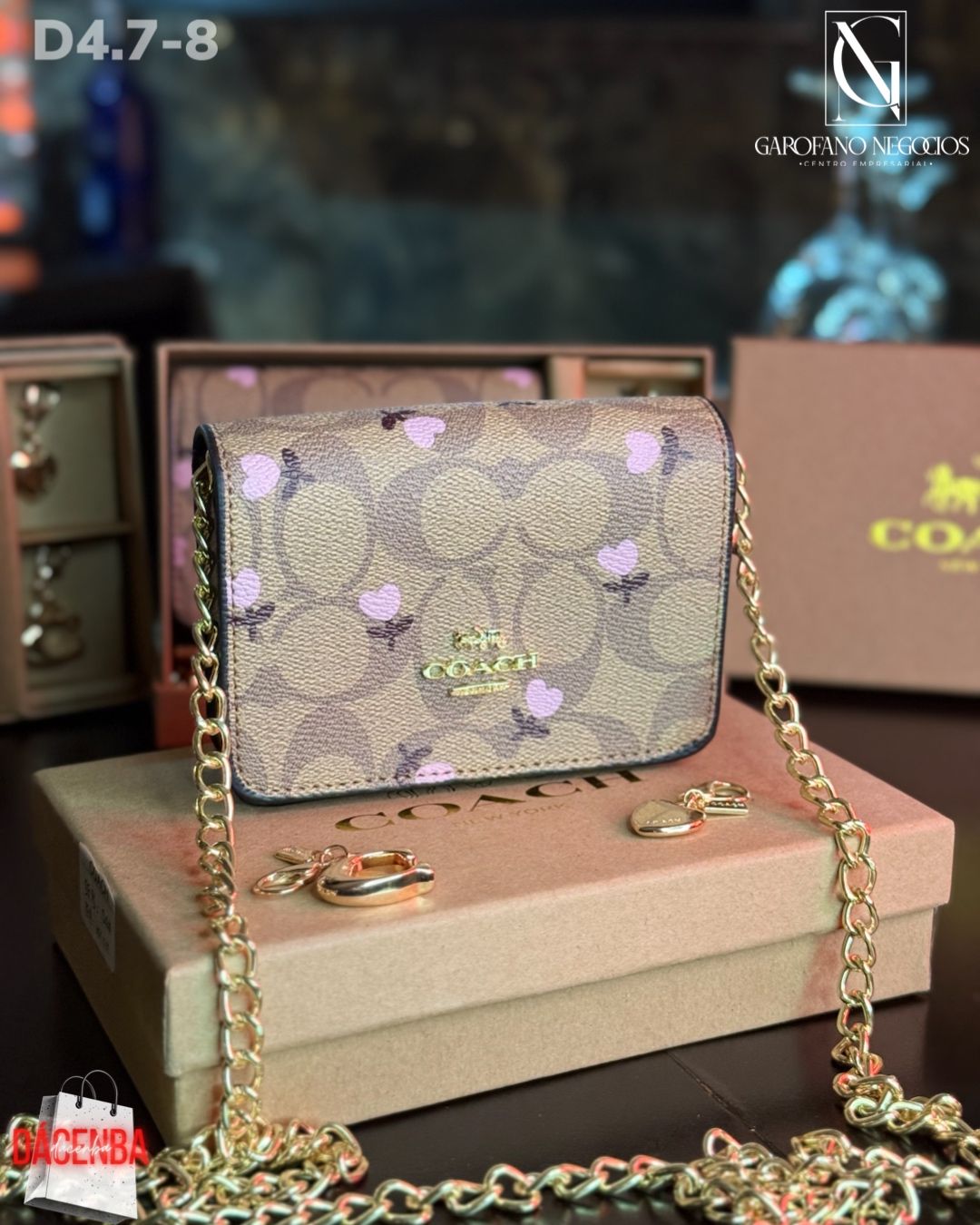 Bolsa Coach miniwallet café/corazón D4.7_0