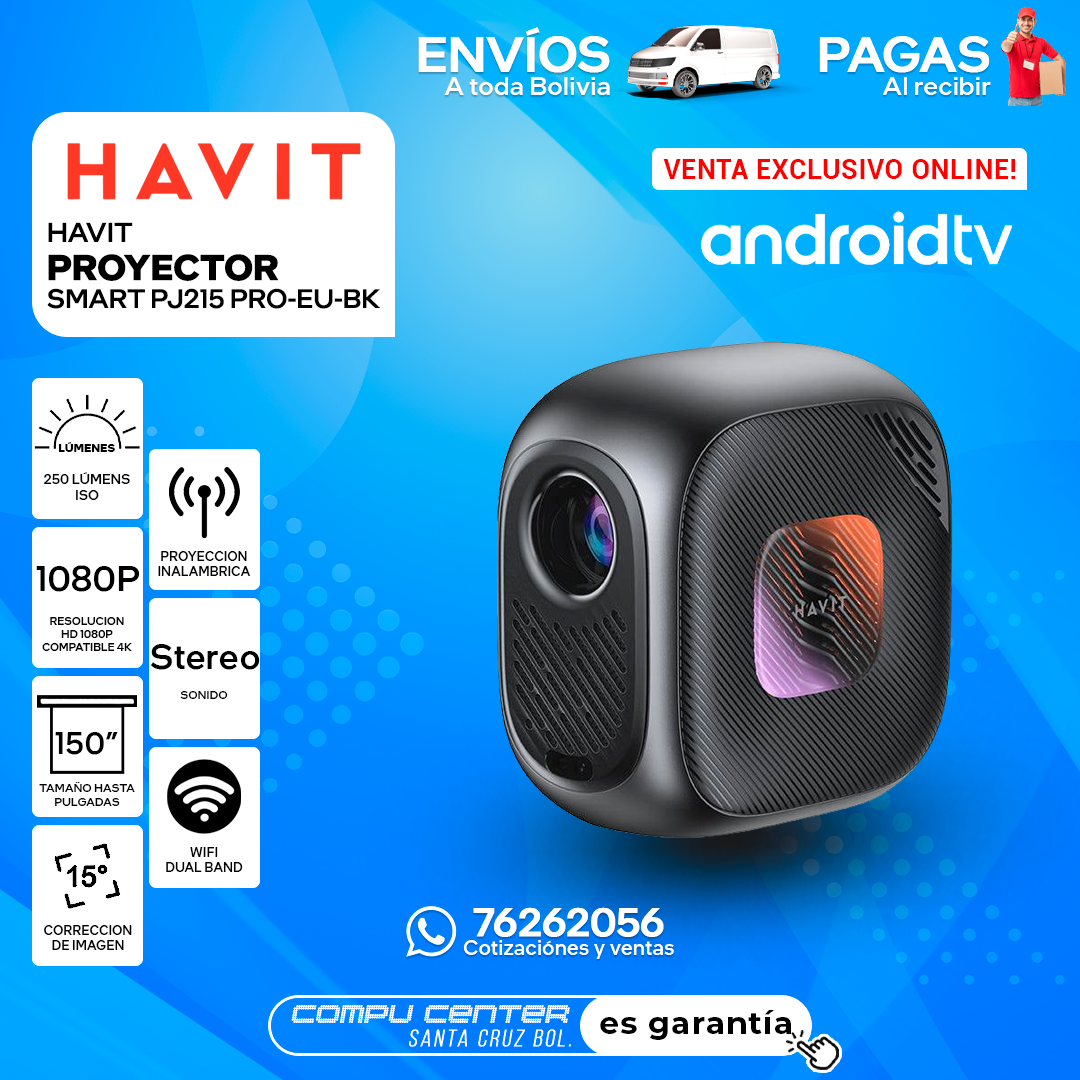 HAVIT PJ215 PRO / PROYECTOR SMART ANDROID TV / HASTA 150" / WIFI DUAL BAND_0