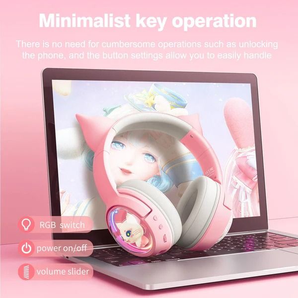 ONIKUMA B5 RGB Cat Ear Bluetooth Wireless Gaming Headset_6