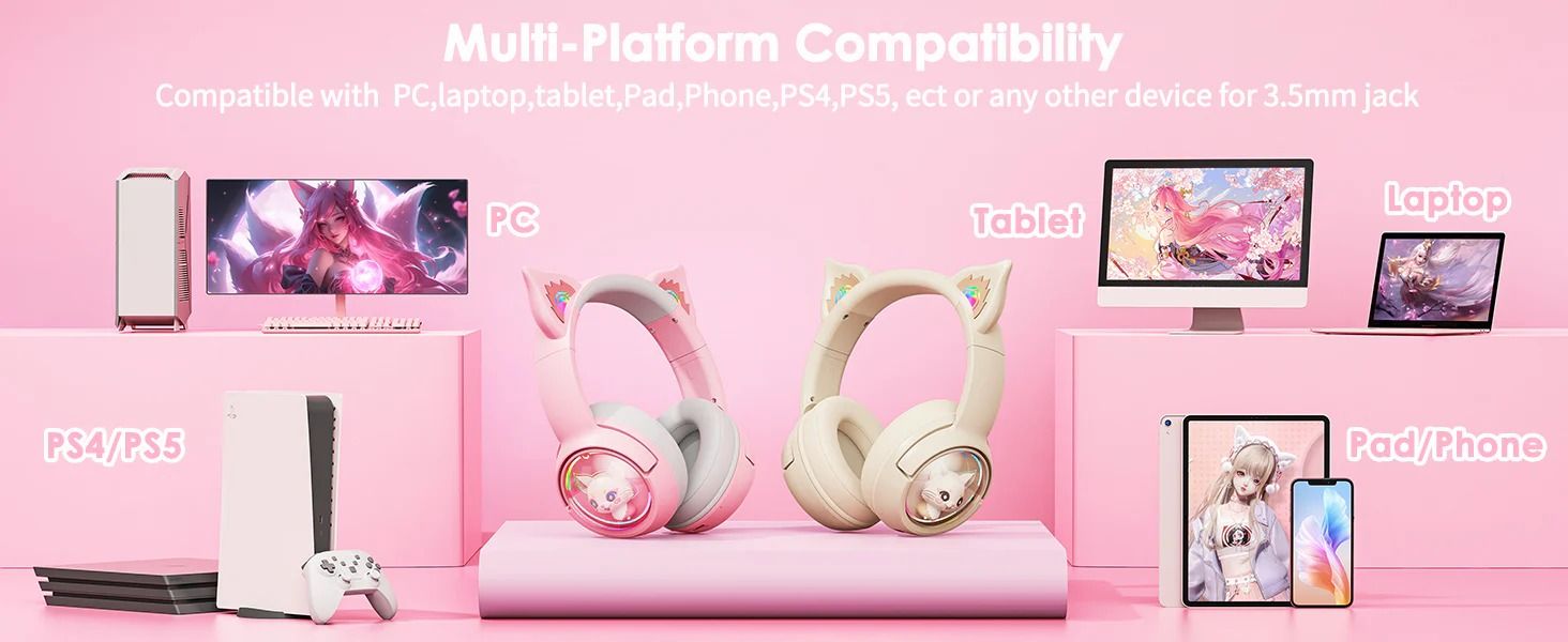 ONIKUMA B5 RGB Cat Ear Bluetooth Wireless Gaming Headset_3