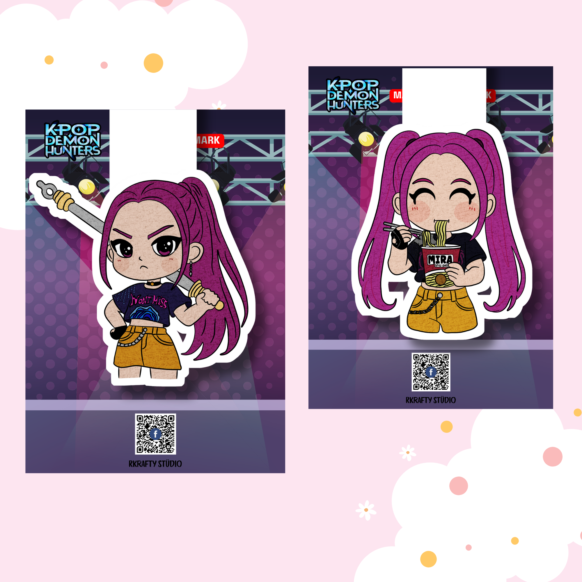 2 pcs Bundle Set KPop Demon Hunters Magnetic Bookmarks_1