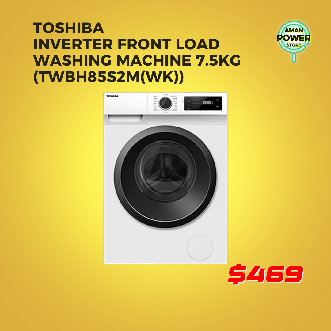TOSHIBA INVERTER FRONT LOAD WASHING MACHINE 7.5KG (TWBH85S2M(WK))_0