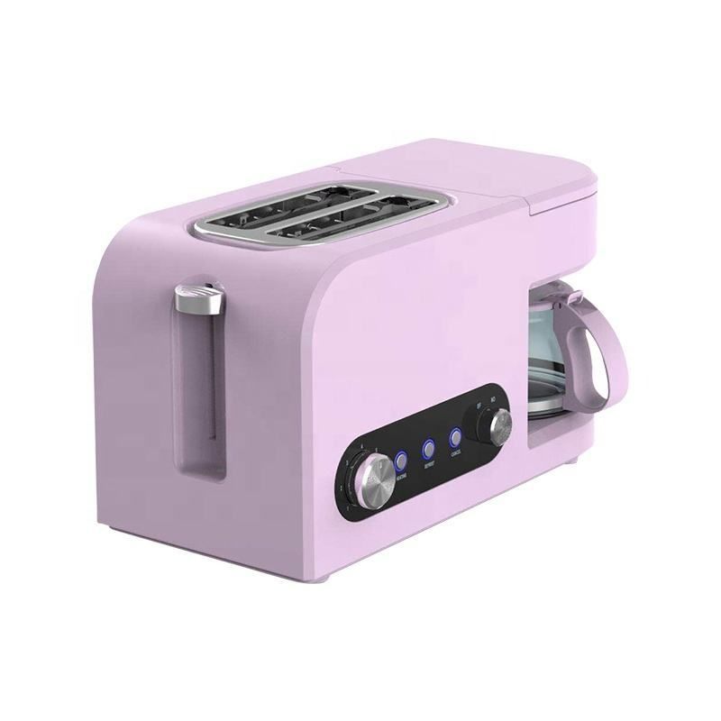 2 in 1 Breakfast Maker Toaster with Coffee Maker 500ml Coffee Pot - Pink_0