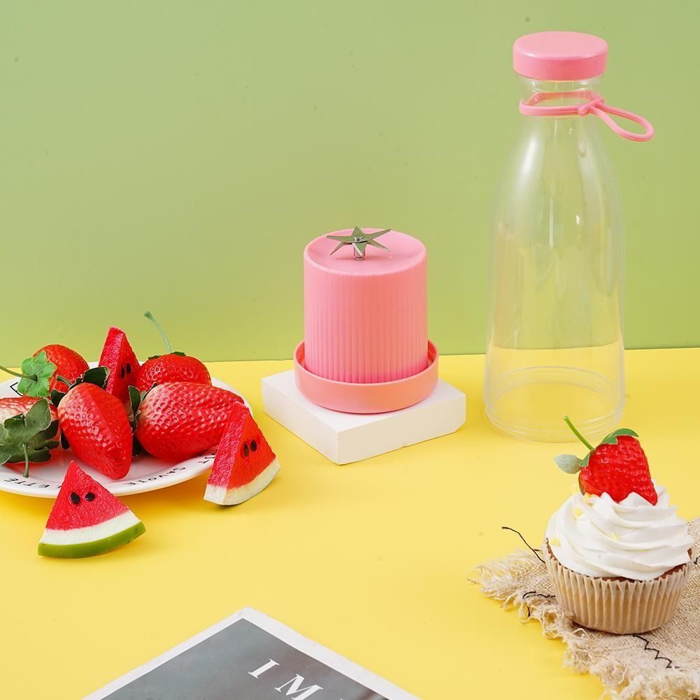 420ML Portable Mini Rechargeable Juicer Cup Blender Smoothie Mixer - Pink_1