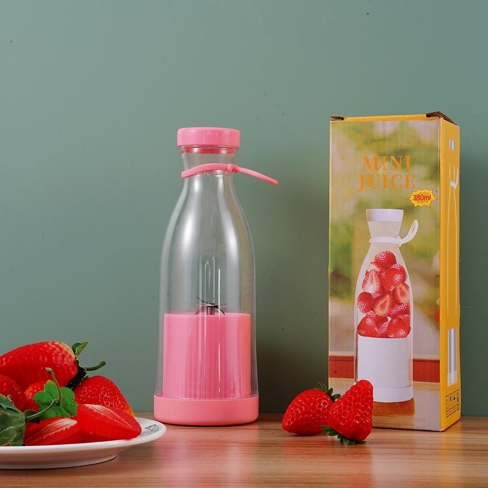 420ML Portable Mini Rechargeable Juicer Cup Blender Smoothie Mixer - Pink_3
