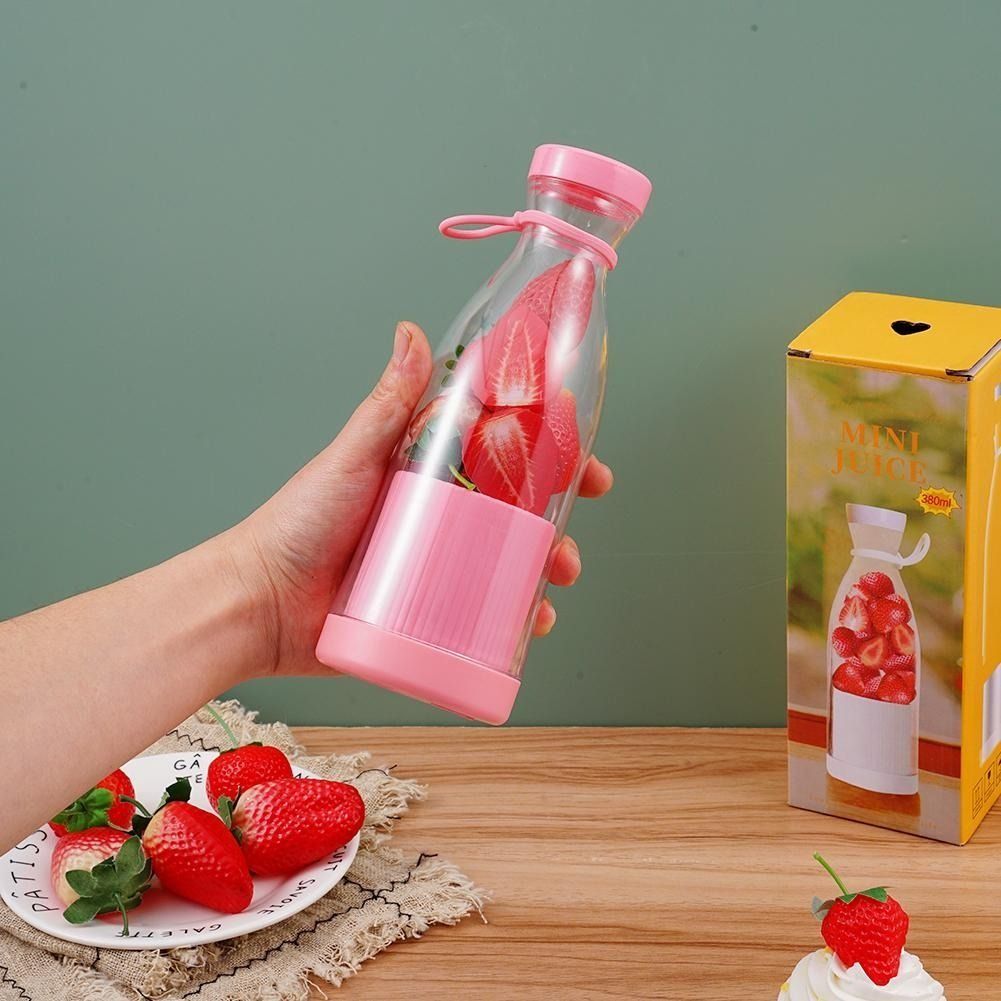 420ML Portable Mini Rechargeable Juicer Cup Blender Smoothie Mixer - Pink_2