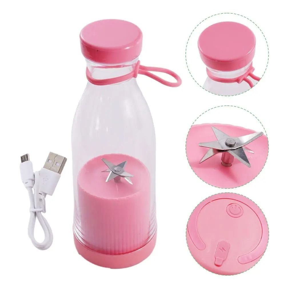 420ML Portable Mini Rechargeable Juicer Cup Blender Smoothie Mixer - Pink_4