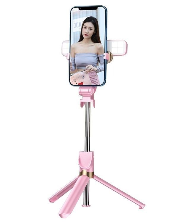 Selfie Stick with Tripod Stand for Phone with Remote and Bluetooth - Pink_2