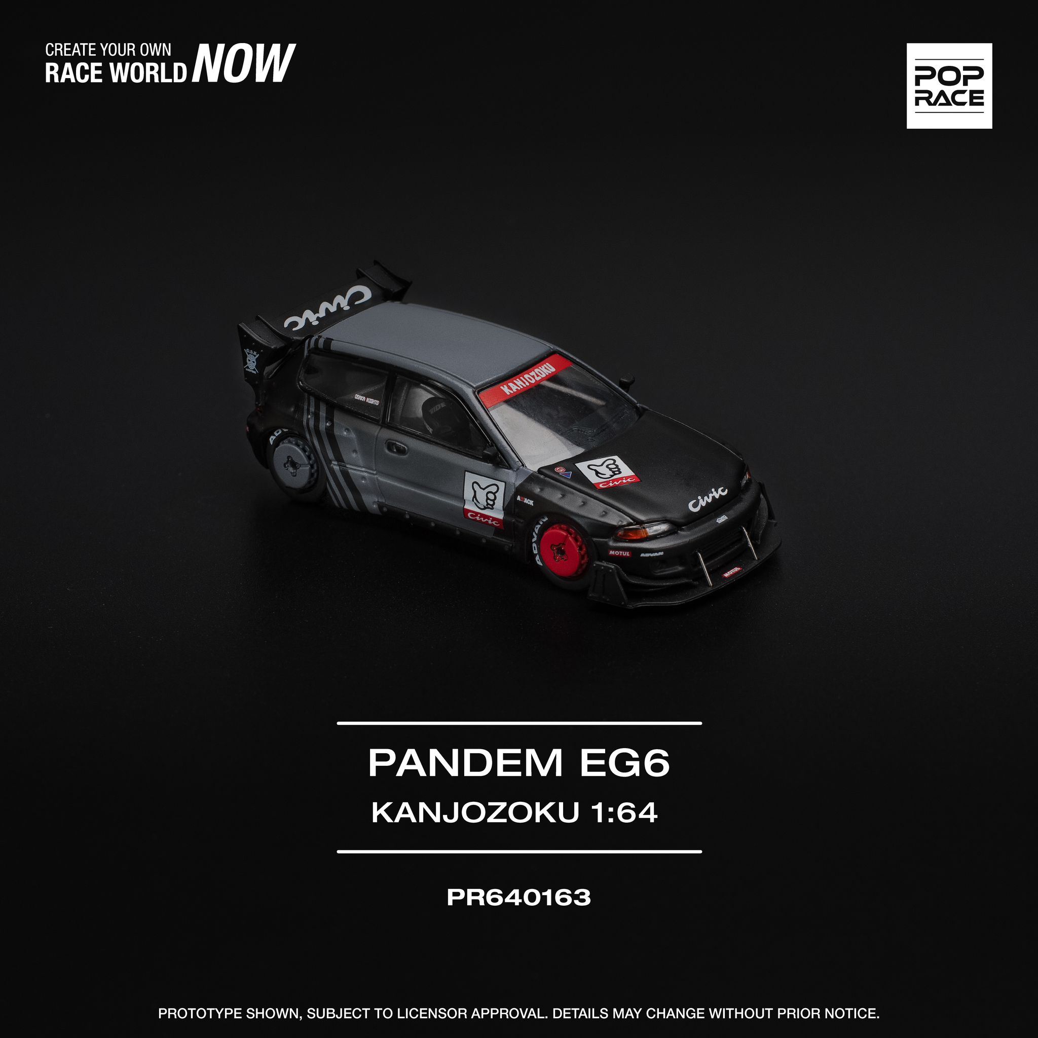 POP RACE MODEL 1/64 CIVIC EG6 PANDEM "KANJOZOKU"_2