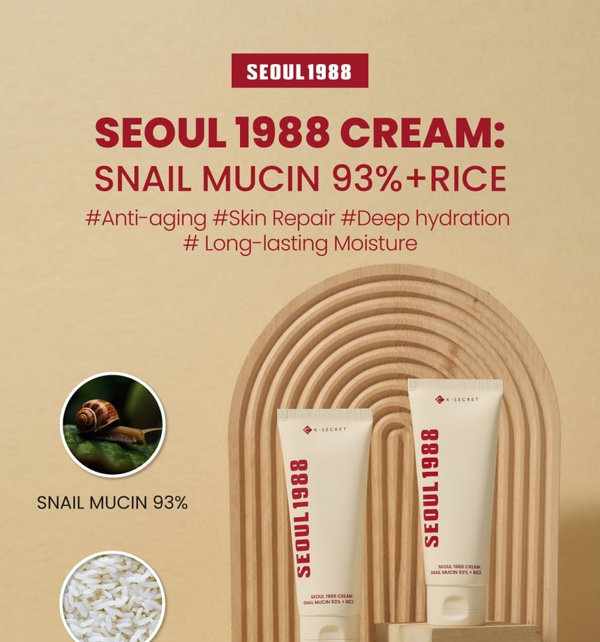 K-Secret SEOUL 1988 Cream: Snail Mucin 93% + Rice_1
