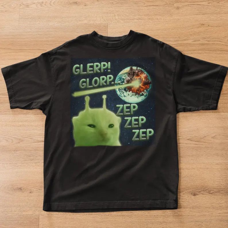 Glerp Glorp Funny Alien Cat Meme_0