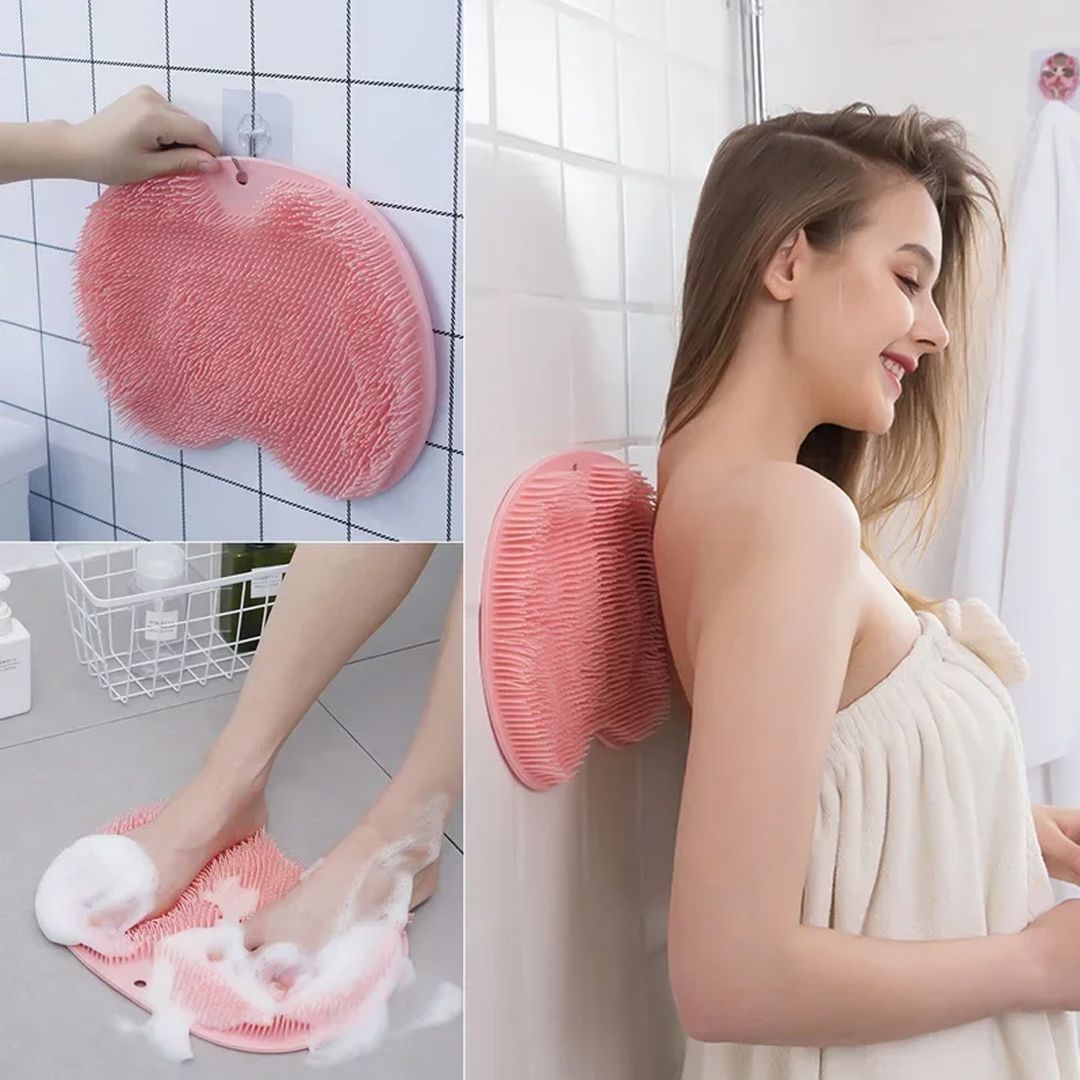 Silicone Bath Brush & Foot Massage Mat  حصيرة استحمام سيليكون مانعة للانزلاق مع فرشاة فرك الظهر وتدليك القدم_9
