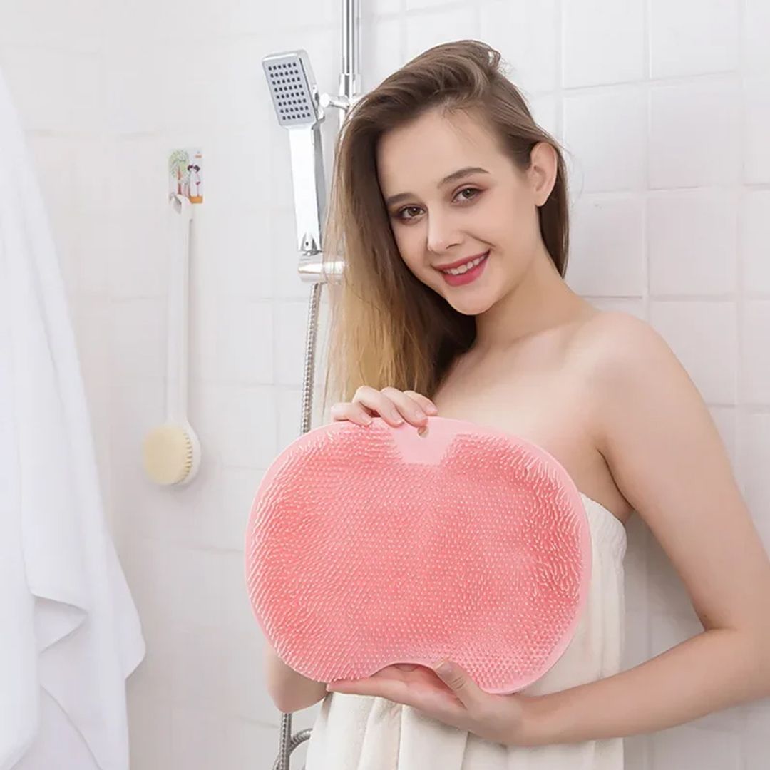 Silicone Bath Brush & Foot Massage Mat  حصيرة استحمام سيليكون مانعة للانزلاق مع فرشاة فرك الظهر وتدليك القدم_6