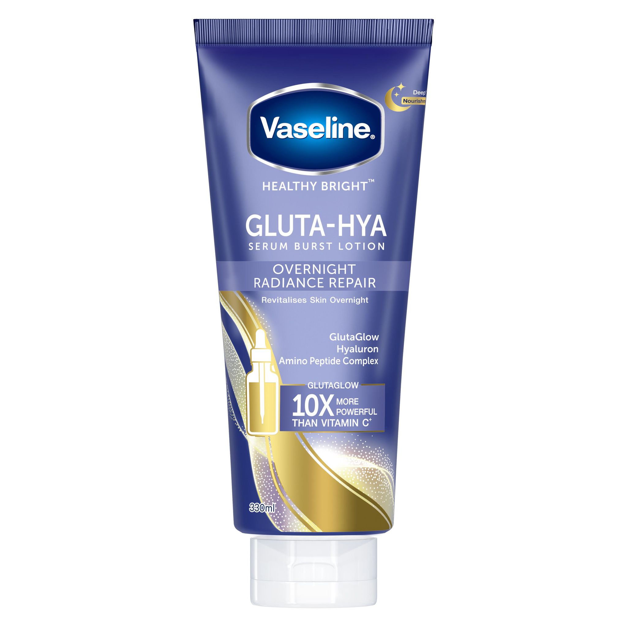 VASELINE HEALTHY BRIGHT GLUTA-HYA SERUM BURST LOTION OVERNIGHT RADIANCE REPAIR 300ml فازلين هيلثي برايت سيروم ليلي للجسم_0