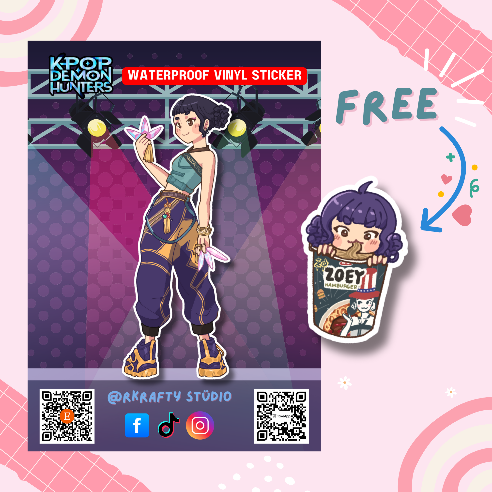 Kpop Demon Hunters Huntrix Full Body Individual Stickers Rumi Zoey Mira_1