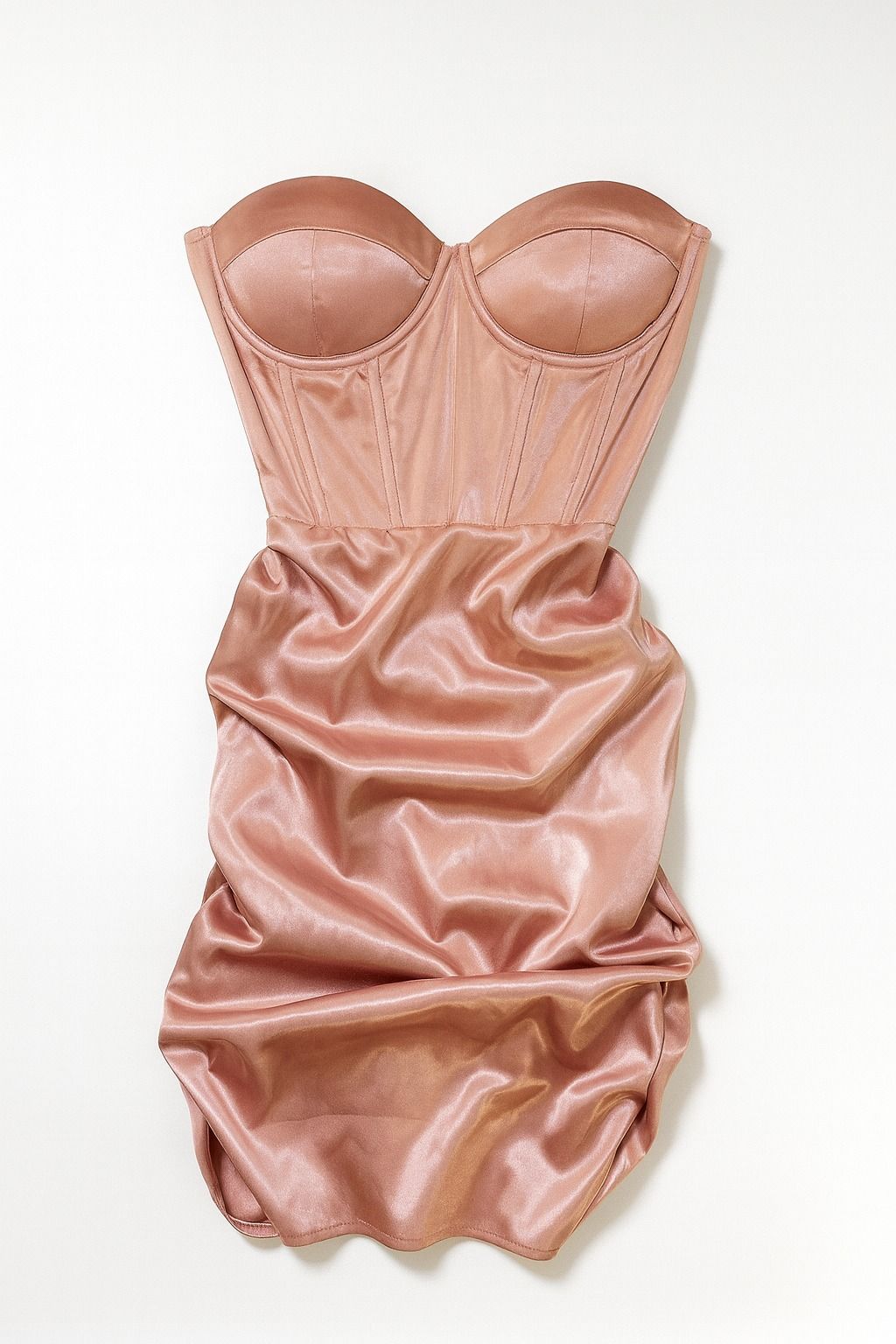 Vestido corset satinado color rosa empolvado - Size S_2
