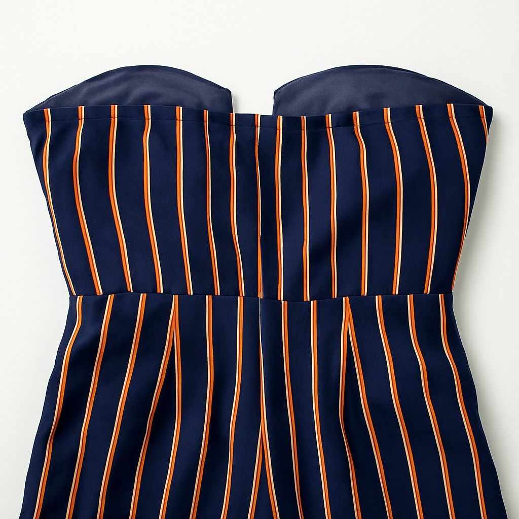 Enterizo strapless a rayas con lazo frontal - Size S_1