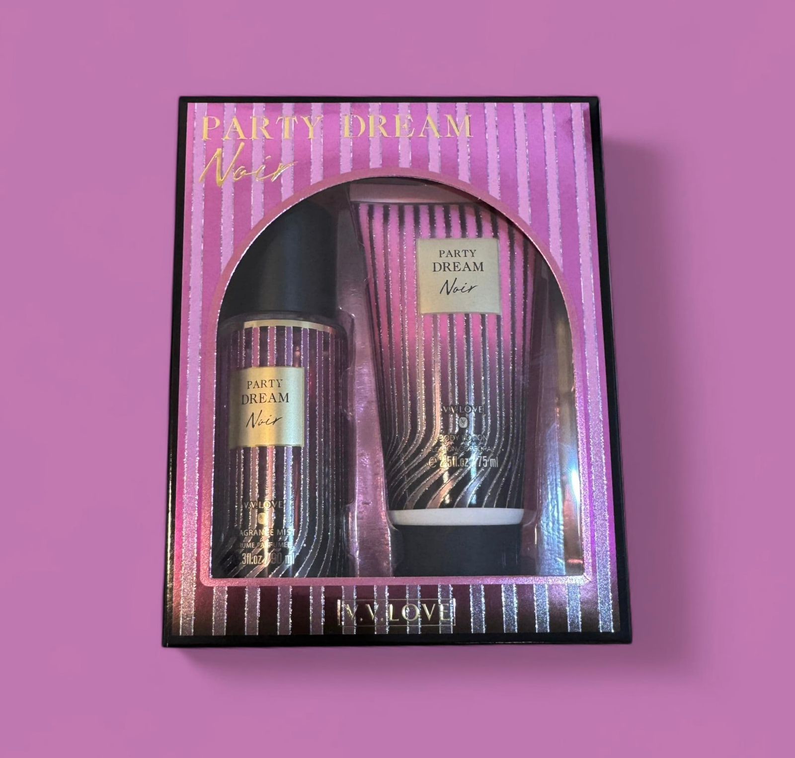 Vv love Set Body Splash Spray  Perfume and Lotion Sets party dream Noir - في في لوف مجموعة ميست ولوشن  الجسم بارتي دريم نوير_0