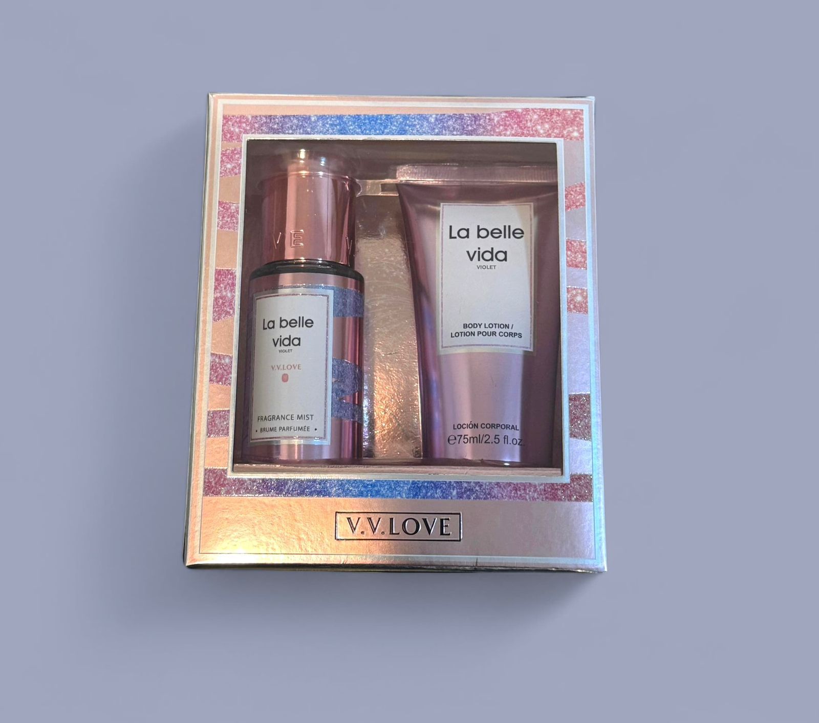 Vv love Set Body Splash Spray Perfume and Lotion Sets La belle vida - في في لوف مجموعة ميست ولوشن الجسم لا بيلي فيدا_0