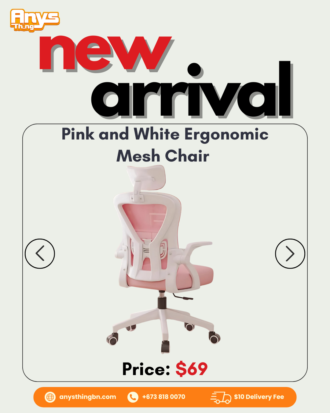 Pink and White Ergonomic Mesh Chair _0