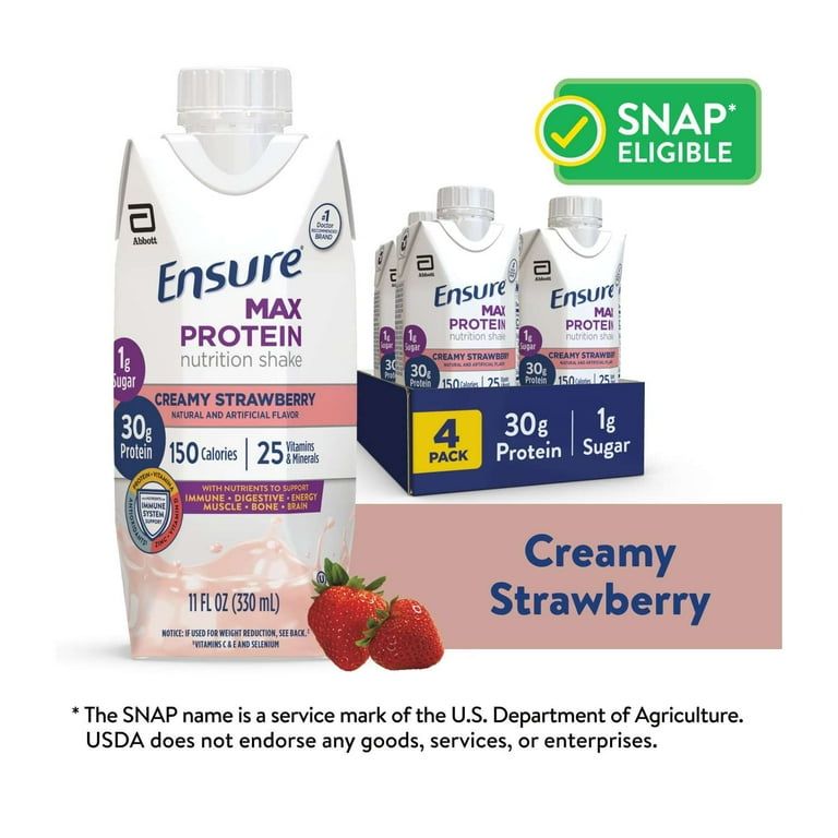 Ensure Max Protein Shake, 30g Protein, Creamy Strawberry, 11 fl oz, 4 Pack_0