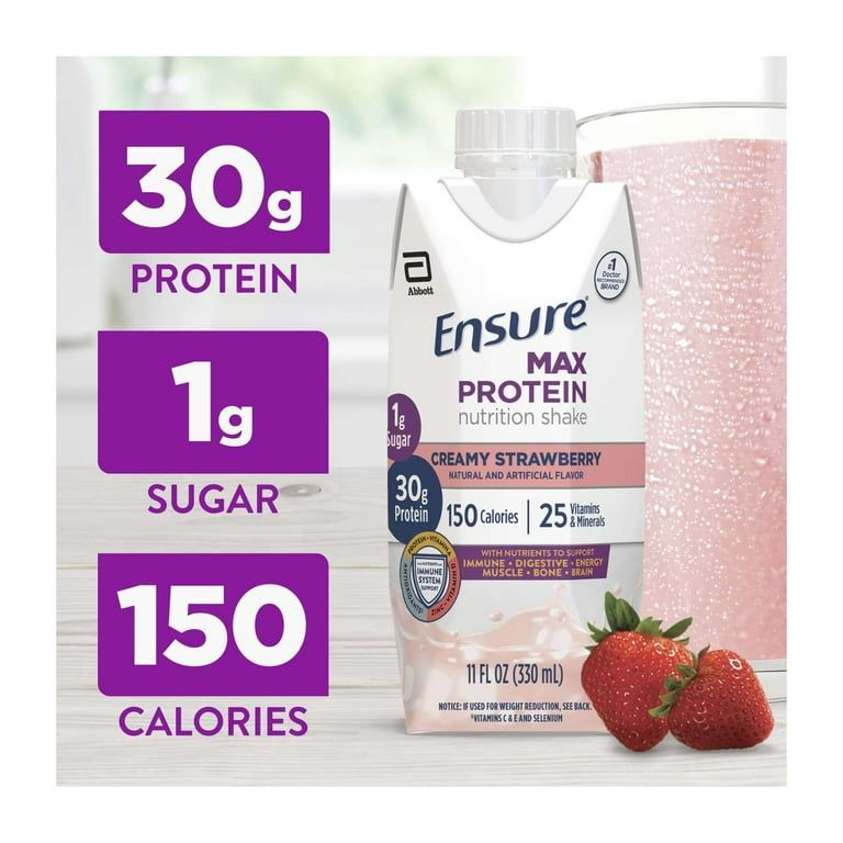 Ensure Max Protein Shake, 30g Protein, Creamy Strawberry, 11 fl oz, 4 Pack_1