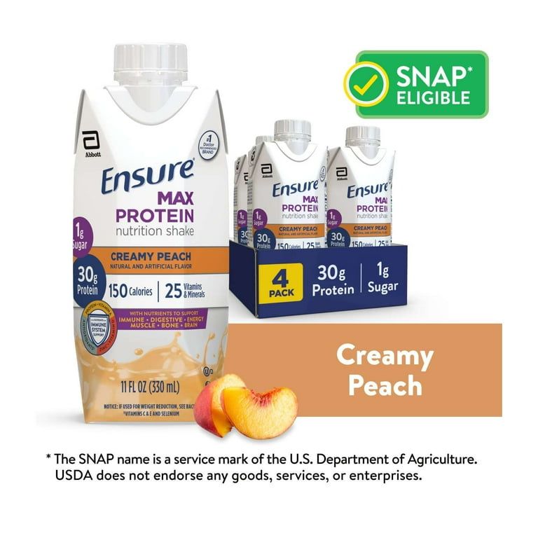 Ensure Max Protein Nutrition Shake, Creamy Peach, 11 fl oz, 4 Count_0