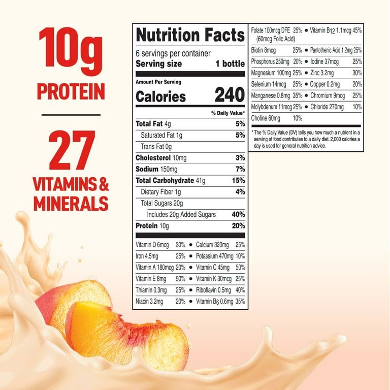 BOOST Original Peaches & Creme Flavored Nutritional Drink, 6-8 fl. oz. Bottles_1