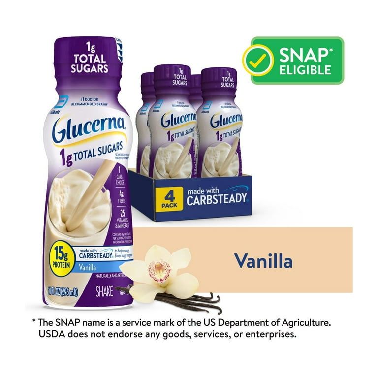 Glucerna 1g Total Sugars, Vanilla, 10-fl-oz Bottle, 4 Pack_0