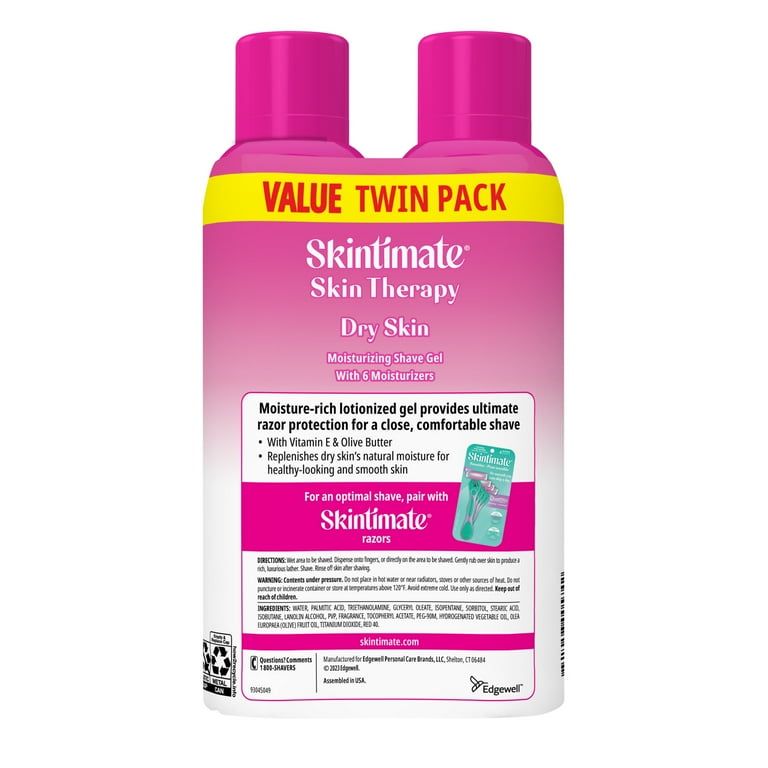 Skintimate Dry Skin Women’s Shave Gel, Fresh Scent, Moisturizing Shaving Cream Twin Pack, 7 oz Each_1