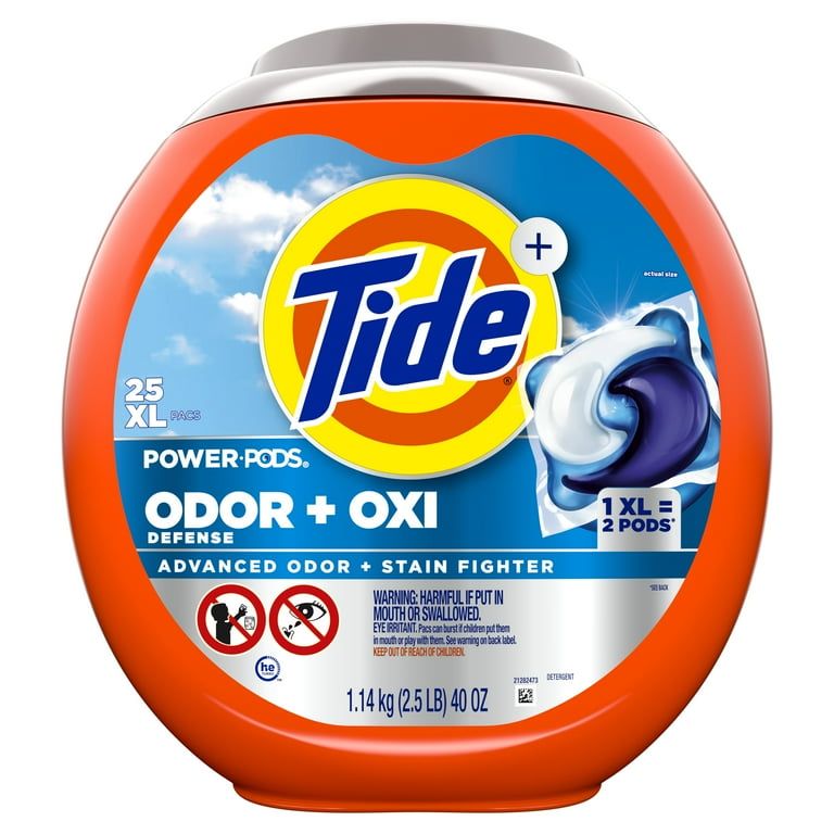 Tide Power PODS Odor Defense + Oxi Laundry Detergent Pacs, Original Scent, 25 Count_8