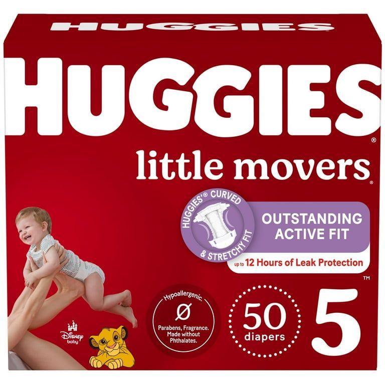 Huggies Little Movers Baby Diapers, Size 5 (27+ lbs), 50 Ct_0